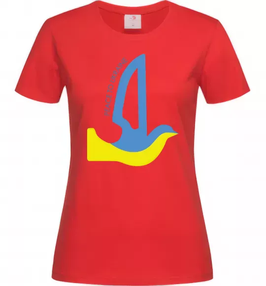 Жіноча футболка Peace to Ukraine - голуб миру Червоний фото