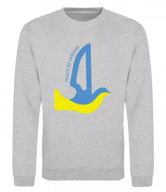 Свитшот Peace to Ukraine - голуб миру Серый меланж фото