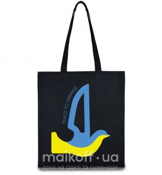 Еко-сумка Peace to Ukraine - голуб миру Чорний фото