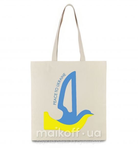 Эко-сумка Peace to Ukraine - голуб миру Бежевый фото
