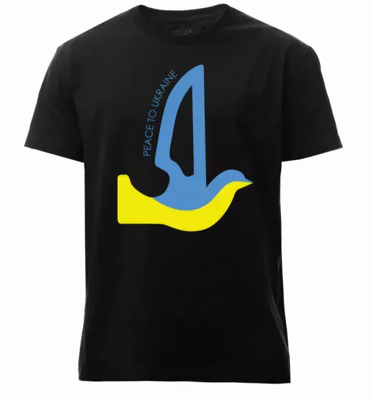 Мужская премиум футболка Peace to Ukraine - голуб миру Черный фото