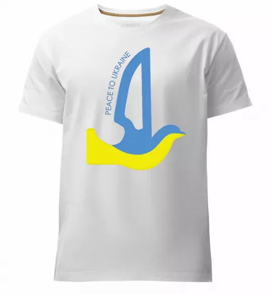 Мужская премиум футболка Peace to Ukraine - голуб миру Белый фото