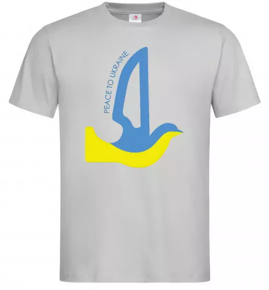 Мужская футболка Peace to Ukraine - голуб миру Серый фото