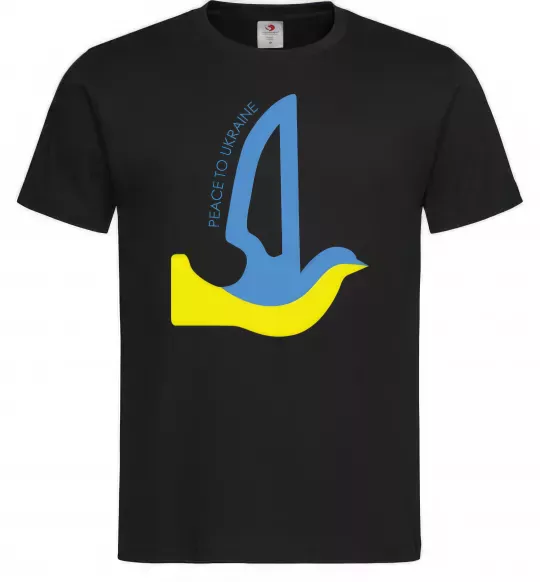 Мужская футболка Peace to Ukraine - голуб миру Черный фото