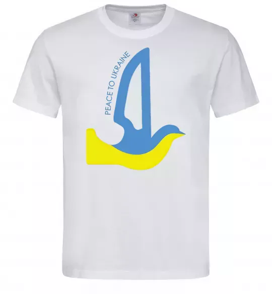 Мужская футболка Peace to Ukraine - голуб миру Белый фото