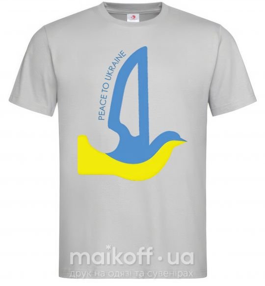 Чоловіча футболка Peace to Ukraine - голуб миру Сірий фото