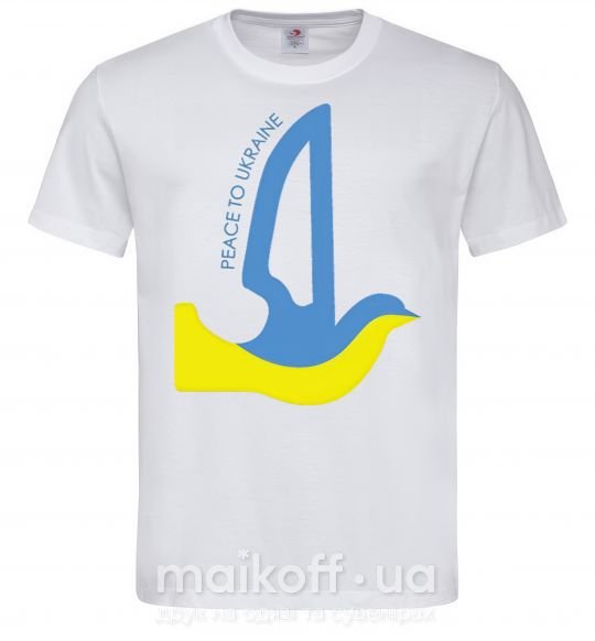 Чоловіча футболка Peace to Ukraine - голуб миру Білий фото