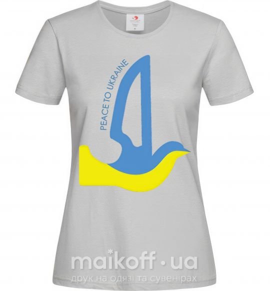 Женская футболка Peace to Ukraine - голуб миру Серый фото