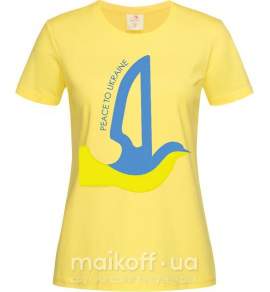 Жіноча футболка Peace to Ukraine - голуб миру Лимонний фото