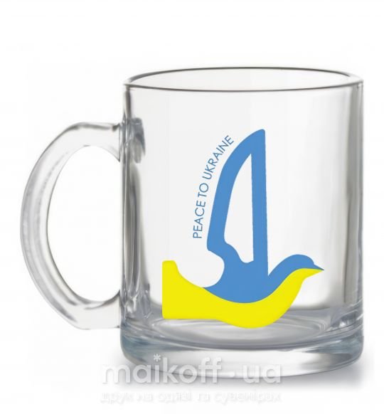 Чашка стеклянная Peace to Ukraine - голуб миру Прозрачный фото
