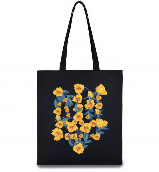 Еко-сумка Герб з жовтими квітками Чорний фото