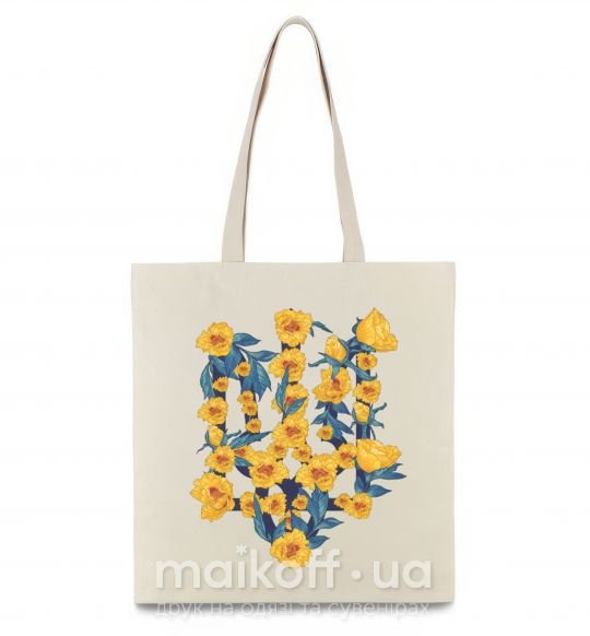 Эко-сумка Герб з жовтими квітками Бежевый фото