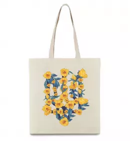 Эко-сумка Герб з жовтими квітками Бежевый фото