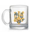 Чашка скляна Герб з жовтими квітками Прозорий фото