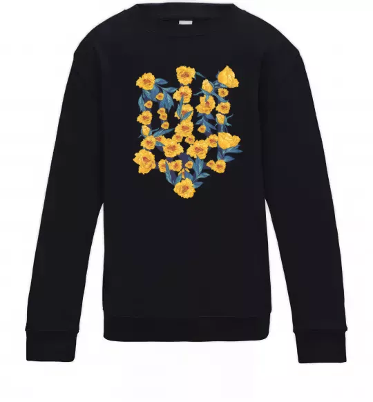 Детский Свитшот Герб з жовтими квітками Черный фото