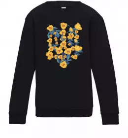 Детский Свитшот Герб з жовтими квітками Черный фото
