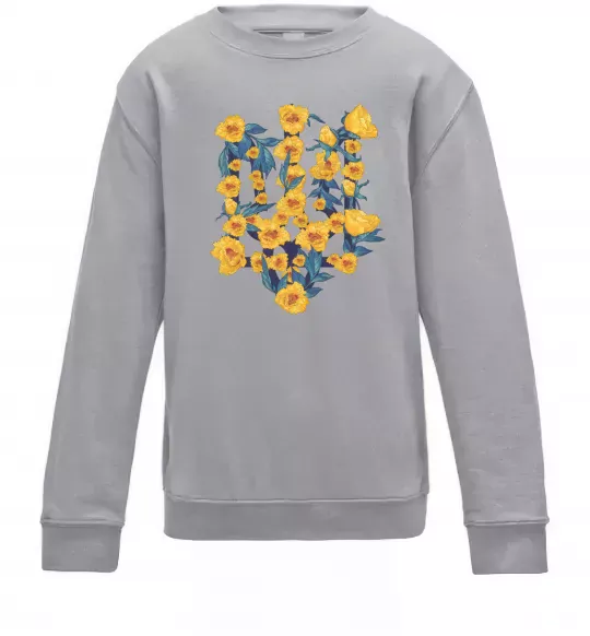 Детский Свитшот Герб з жовтими квітками Серый меланж фото