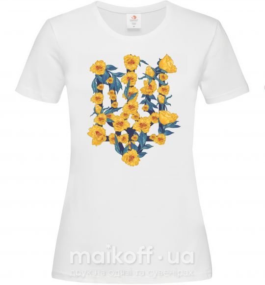 Жіноча футболка Герб з жовтими квітками Білий фото