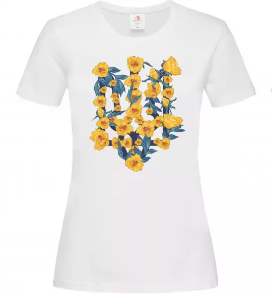 Жіноча футболка Герб з жовтими квітками Білий фото
