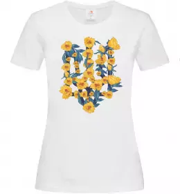 Женская футболка Герб з жовтими квітками Белый фото