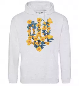 Женская толстовка (худи) Герб з жовтими квітками Серый меланж фото