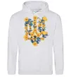 Женская толстовка (худи) Герб з жовтими квітками Серый меланж Женская толстовка (худи) Герб з жовтими квітками Серый меланж фото