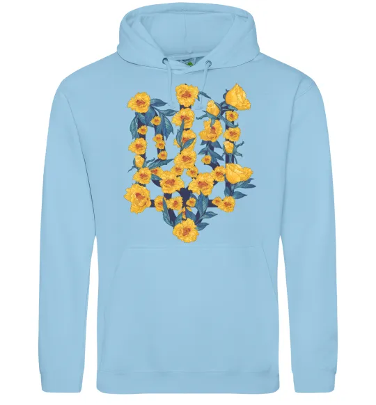 Жіноча толстовка (худі) Герб з жовтими квітками Блакитний фото