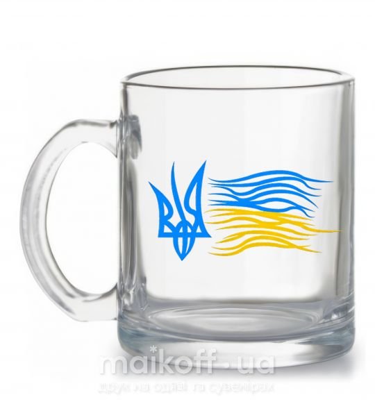 Чашка скляна Герб і Прапор України Прозорий фото