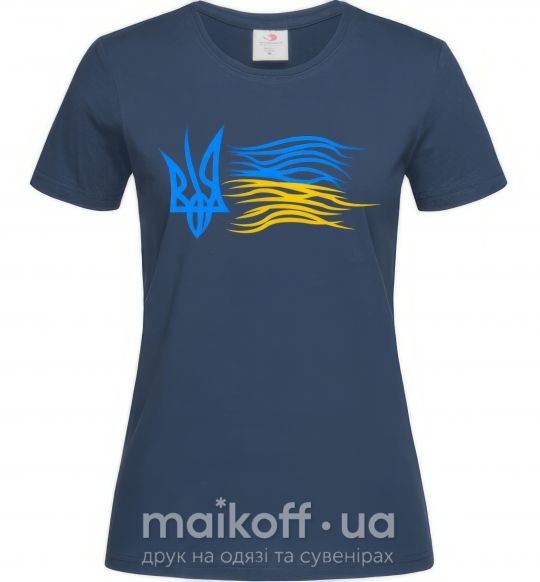 Жіноча футболка Герб і Прапор України Темно-синій фото