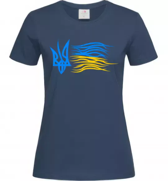Жіноча футболка Герб і Прапор України Темно-синій фото