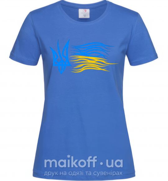 Жіноча футболка Герб і Прапор України Яскраво-синій фото