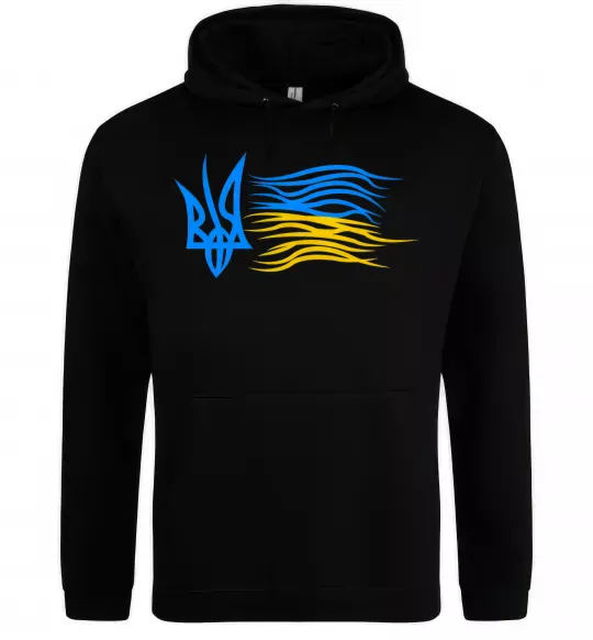 Чоловіча толстовка (худі) Герб і Прапор України Чорний фото