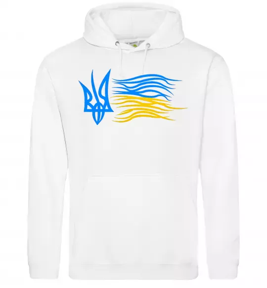 Жіноча толстовка (худі) Герб і Прапор України Білий фото