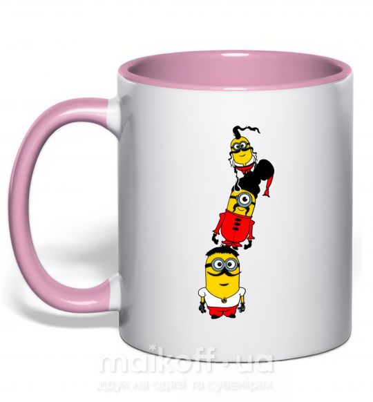 Чашка з кольоровою ручкою Посіпаки Козаки Ніжно рожевий фото