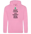 Мужская толстовка (худи) Keep calm and happy new year Розовый фото