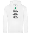 Мужская толстовка (худи) Keep calm and happy new year Белый фото