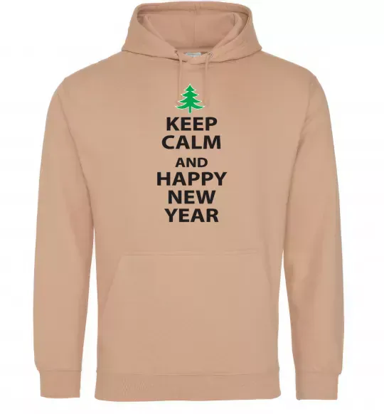 Мужская толстовка (худи) Keep calm and happy new year Песочный фото