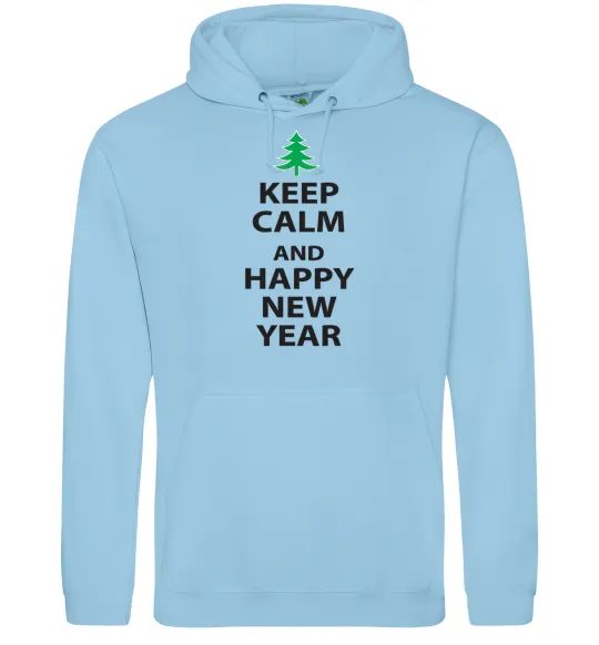 Мужская толстовка (худи) Keep calm and happy new year Голубой фото