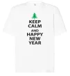 Футболка Оверсайз Keep calm and happy new year Белый фото