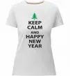Жіноча преміум футболка Keep calm and happy new year Білий фото