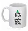 Чашка керамическая Надпись KEEP CALM AND HAPPY NEW YEAR Белый фото