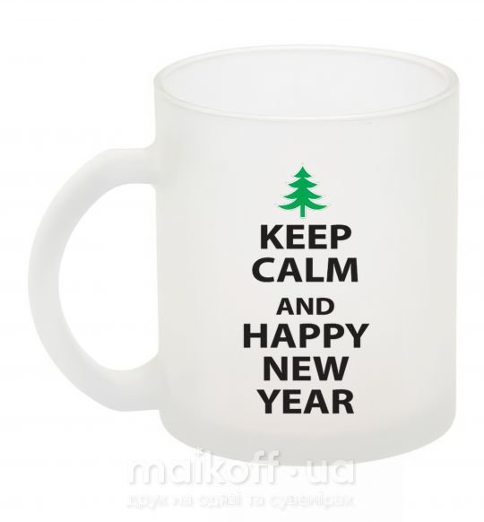 Чашка стеклянная Надпись KEEP CALM AND HAPPY NEW YEAR Фроузен фото