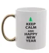 Чашка з кольоровою ручкою Keep calm and happy new year Золото фото