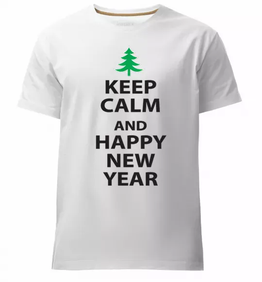 Чоловіча преміум футболка Keep calm and happy new year Білий фото