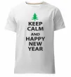 Чоловіча преміум футболка Keep calm and happy new year Білий фото