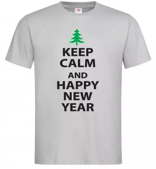 Мужская футболка Keep calm and happy new year Серый фото