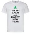 Мужская футболка Keep calm and happy new year Белый фото