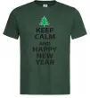 Мужская футболка Keep calm and happy new year Темно-зеленый фото