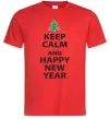 Мужская футболка Keep calm and happy new year Красный фото