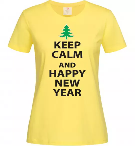 Женская футболка Keep calm and happy new year Лимонный фото